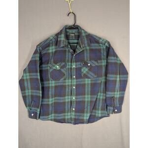 Vintage Codet Plaid Heavy Flannel Shirt Long Sleeve XL Green Blue Menswear